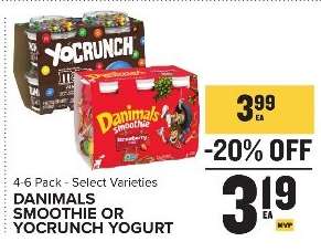 Danimals Smoothie or YoCrunch Yogurt