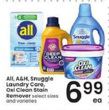 All, A&H, Snuggle Laundry Care, Oxi Clean Stain Remover