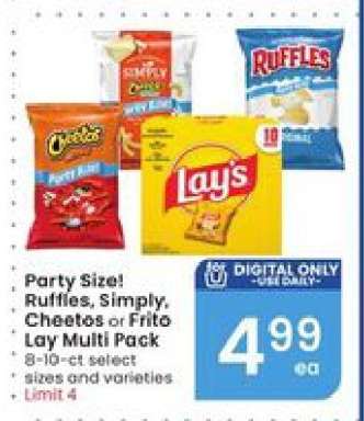 Ruffles, Simply, Cheetos or Frito Lay Multi Pack