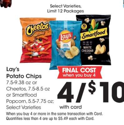 Lay's Potato Chips, Cheetos, Smartfood Popcorn