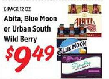 Abita, Blue Moon or Urban South Wild Berry