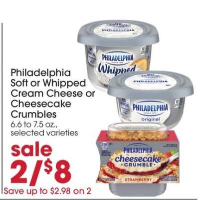 Philadelphia Soft or Whipped Cream Cheese or Cheesecake Crumbles