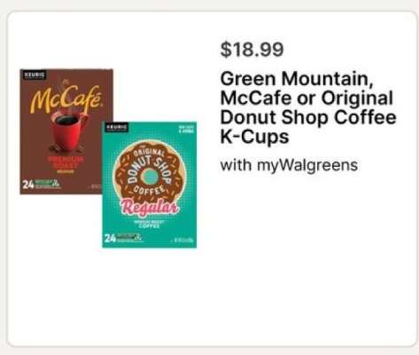 Green Mountain, McCafe or Original Donut Shop Coffee K-Cups