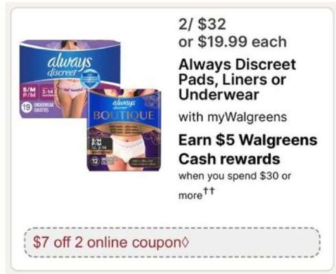 Always Discreet Pads, Liners or Underwear