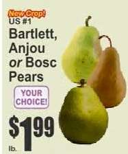 Bartlett, Anjou or Bosc Pears