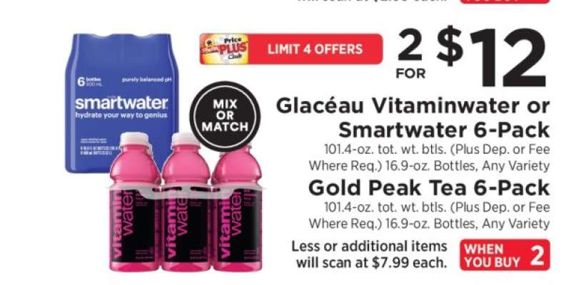 Glacéau Vitaminwater or Smartwater 6-Pack
