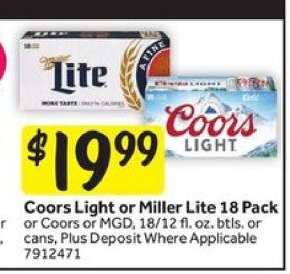 Coors Light or Miller Lite 18 Pack