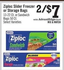 Ziploc Slider Freezer or Storage Bags