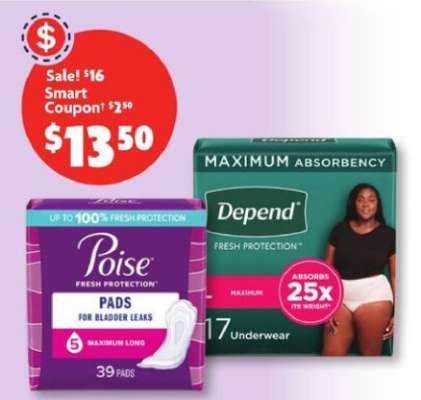 Poise Pads & Depend Underwear