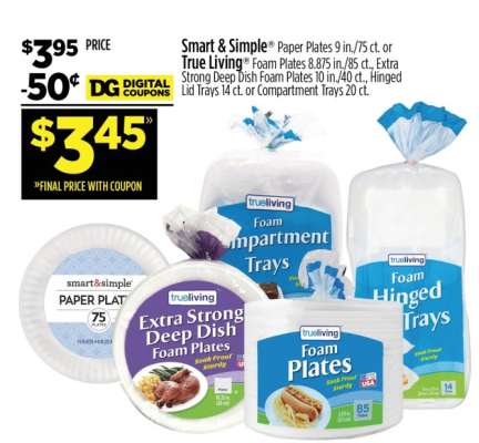 Smart & Simple® Paper Plates or True Living® Foam Plates