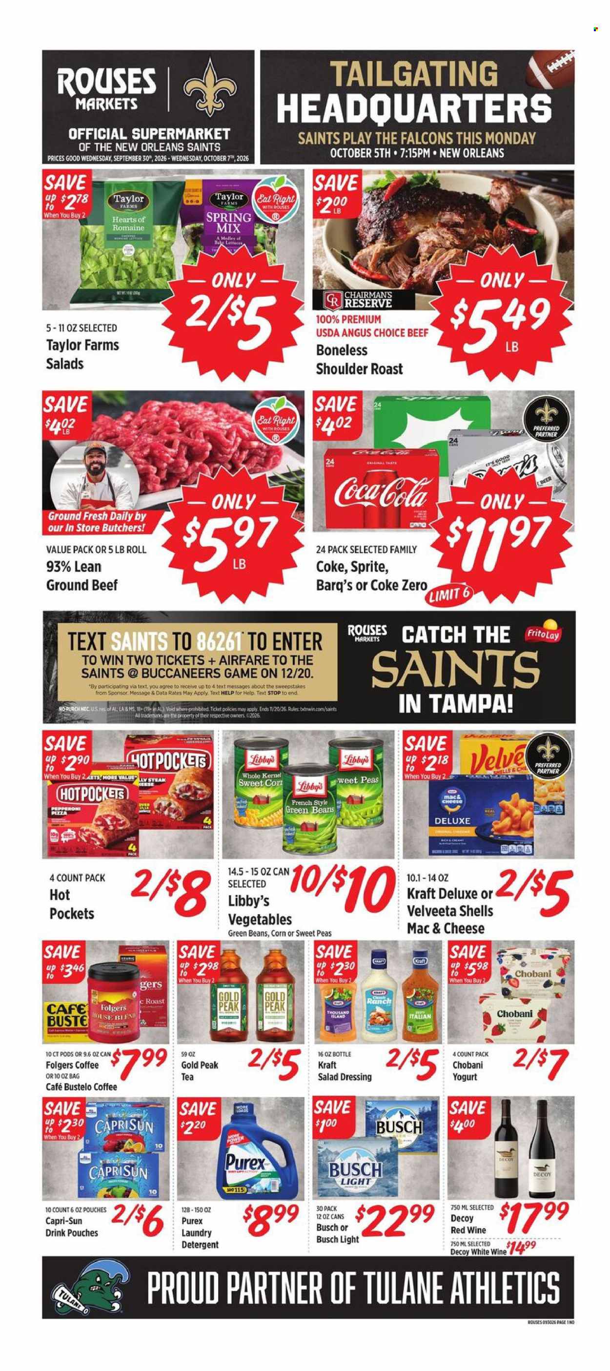 Rouses Markets ad  - 09.30.2026 - 10.07.2026. Page 1