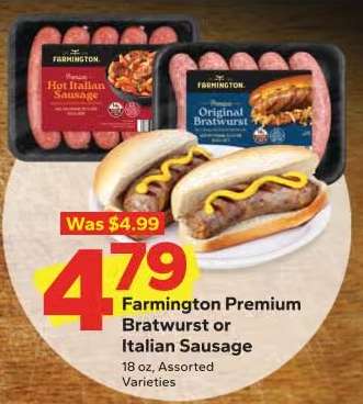 Farmington Premium Bratwurst or Italian Sausage