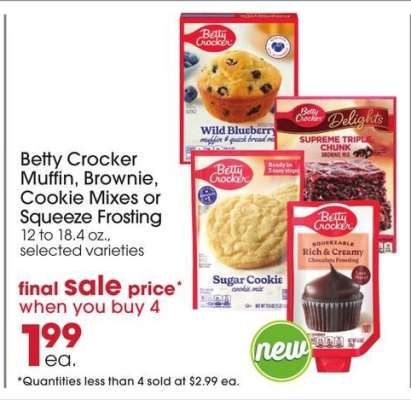 Betty Crocker Muffin, Brownie, Cookie Mixes or Squeeze Frosting