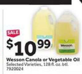 Wesson Canola or Vegetable Oil