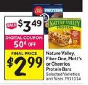 Nature Valley, Fiber One, Mott's or Cheerios Protein Bars