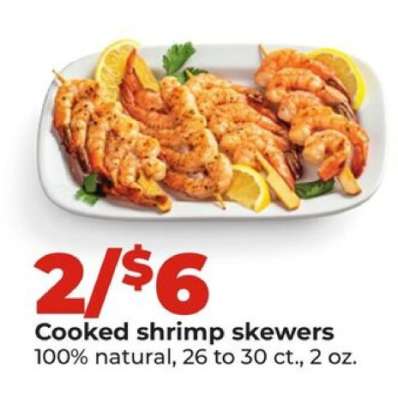 Cooked shrimp skewers