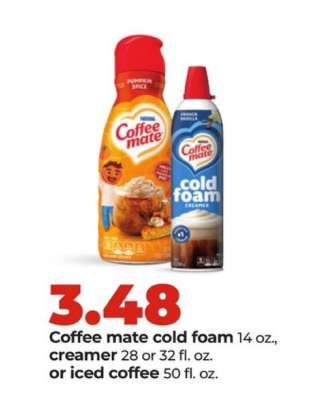 Coffee mate cold foam, creamer, or iced coffee