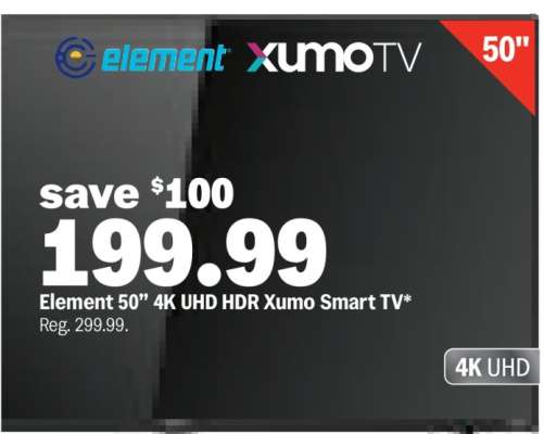 Element 50" 4K UHD HDR Xumo Smart TV