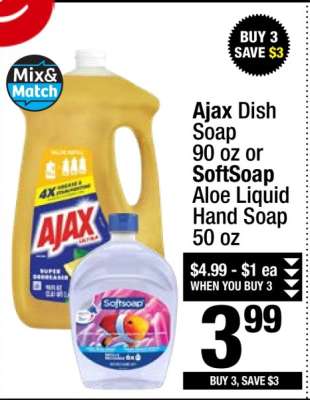 Ajax Dish Soap or SoftSoap Aloe Liquid Hand Soap
