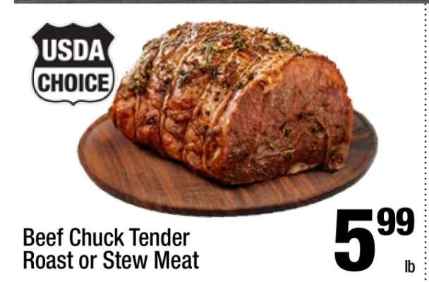 Beef Chuck Tender Roast or Stew Meat