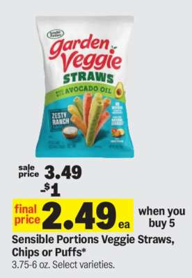 Sensible Portions Veggie Straws, Chips or Puffs