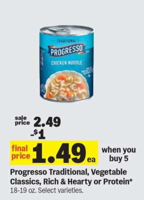 Progresso Traditional, Vegetable Classics, Rich & Hearty or Protein