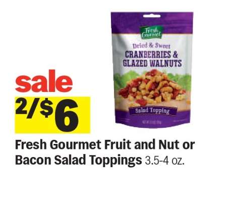 Fresh Gourmet Fruit and Nut or Bacon Salad Toppings