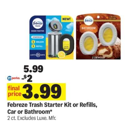 Febreze Trash Starter Kit or Refills, Car or Bathroom
