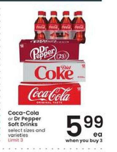 Coca-Cola or Dr Pepper Soft Drinks