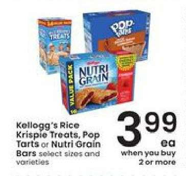 Kellogg's Rice Krispie Treats, Pop Tarts or Nutri Grain Bars