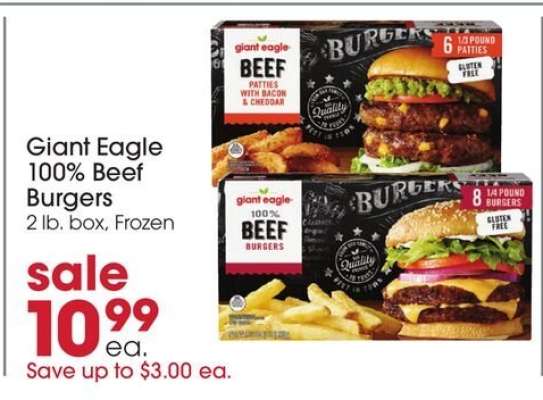 Giant Eagle 100% Beef Burgers