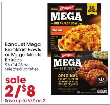 Banquet Mega Breakfast Bowls or Mega Meats Entrées