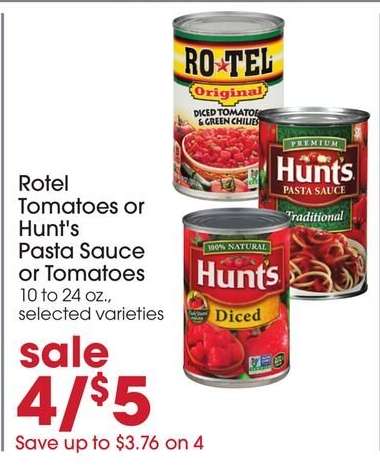 Rotel Tomatoes or Hunt's Pasta Sauce or Tomatoes