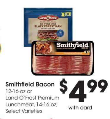 Smithfield Bacon or Land O'Frost Premium Lunchmeat