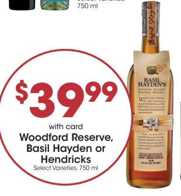 Woodford Reserve, Basil Hayden or Hendricks