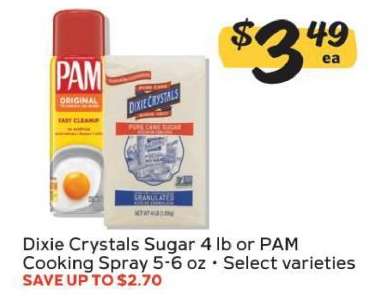Dixie Crystals Sugar 4 lb or PAM Cooking Spray 5-6 oz