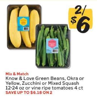 Know & Love Green Beans, Okra or Yellow, Zucchini or Mixed Squash