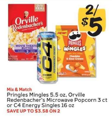 Pringles Mingles, Orville Redenbacher's Microwave Popcorn, C4 Energy Singles