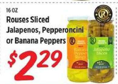 Rouses Sliced Jalapenos, Pepperoncini or Banana Peppers