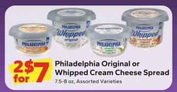 Philadelphia Original or Whipped Cream Cheese Spread