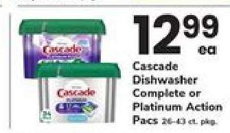 Cascade Dishwasher Complete or Platinum Action Pacs
