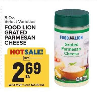 FOOD LION GRATED PARMESAN CHEESE