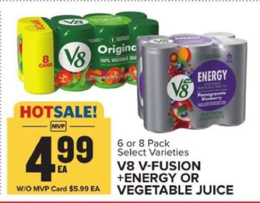 V8 V-Fusion +Energy or Vegetable Juice