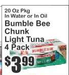 Bumble Bee Chunk Light Tuna 4 Pack