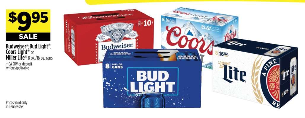 Budweiser, Bud Light, Coors Light, Miller Lite
