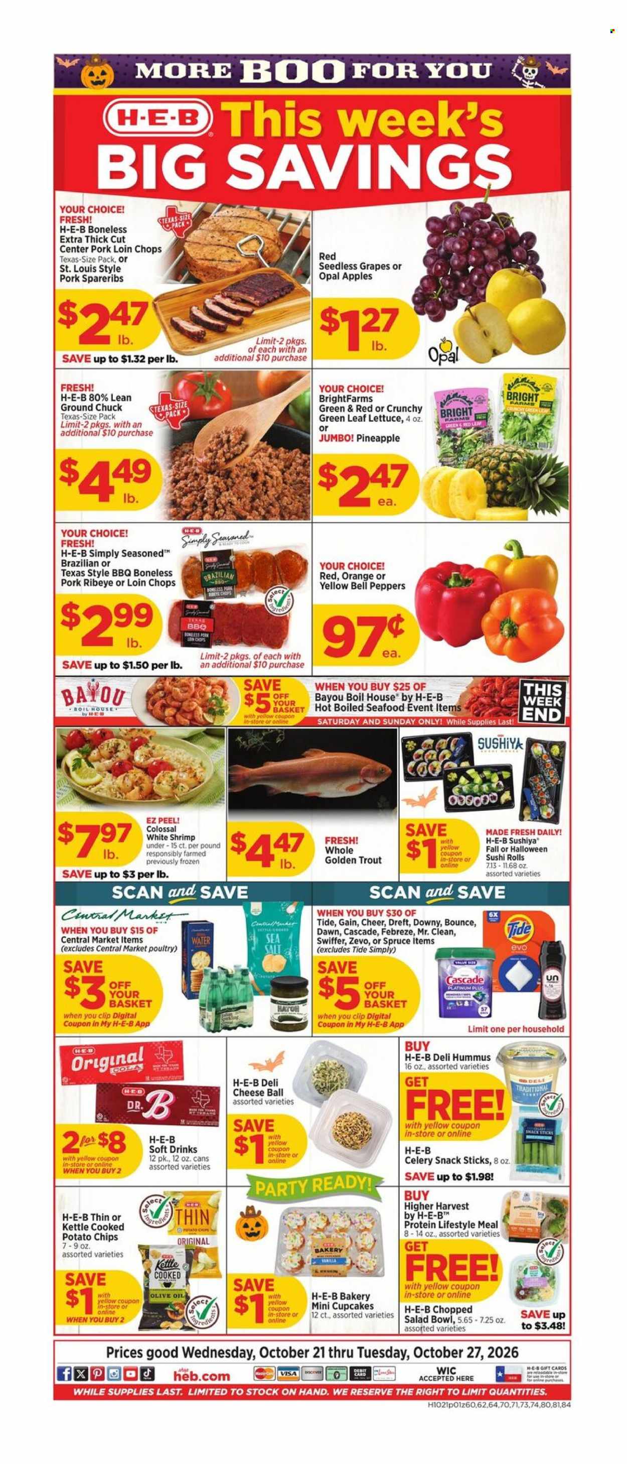 H-E-B ad  - 10.21.2026 - 10.27.2026. Page 1