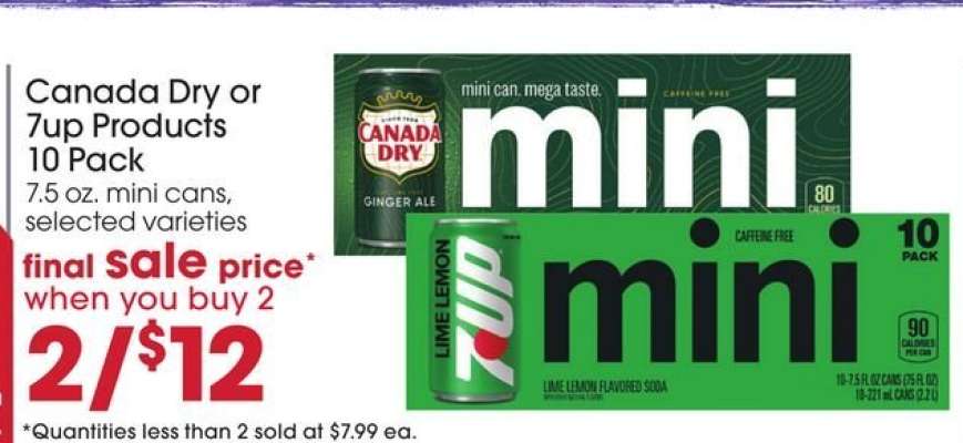 Canada Dry or 7UP Products 10 Pack