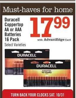 Duracell Coppertop AA or AAA Batteries 16 Pack
