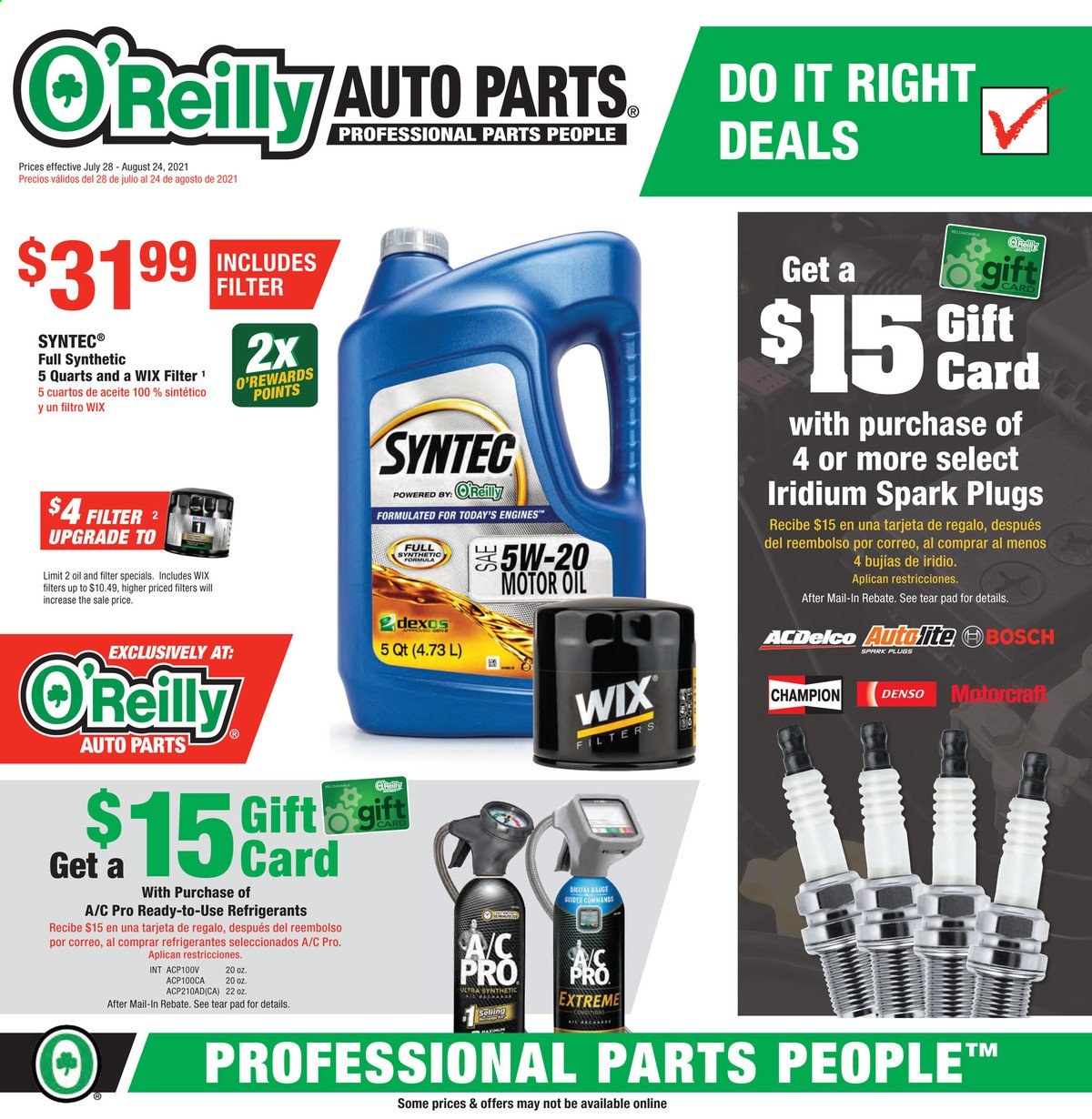 O'Reilly Auto Parts ad  - 07.28.2021 - 08.24.2021.