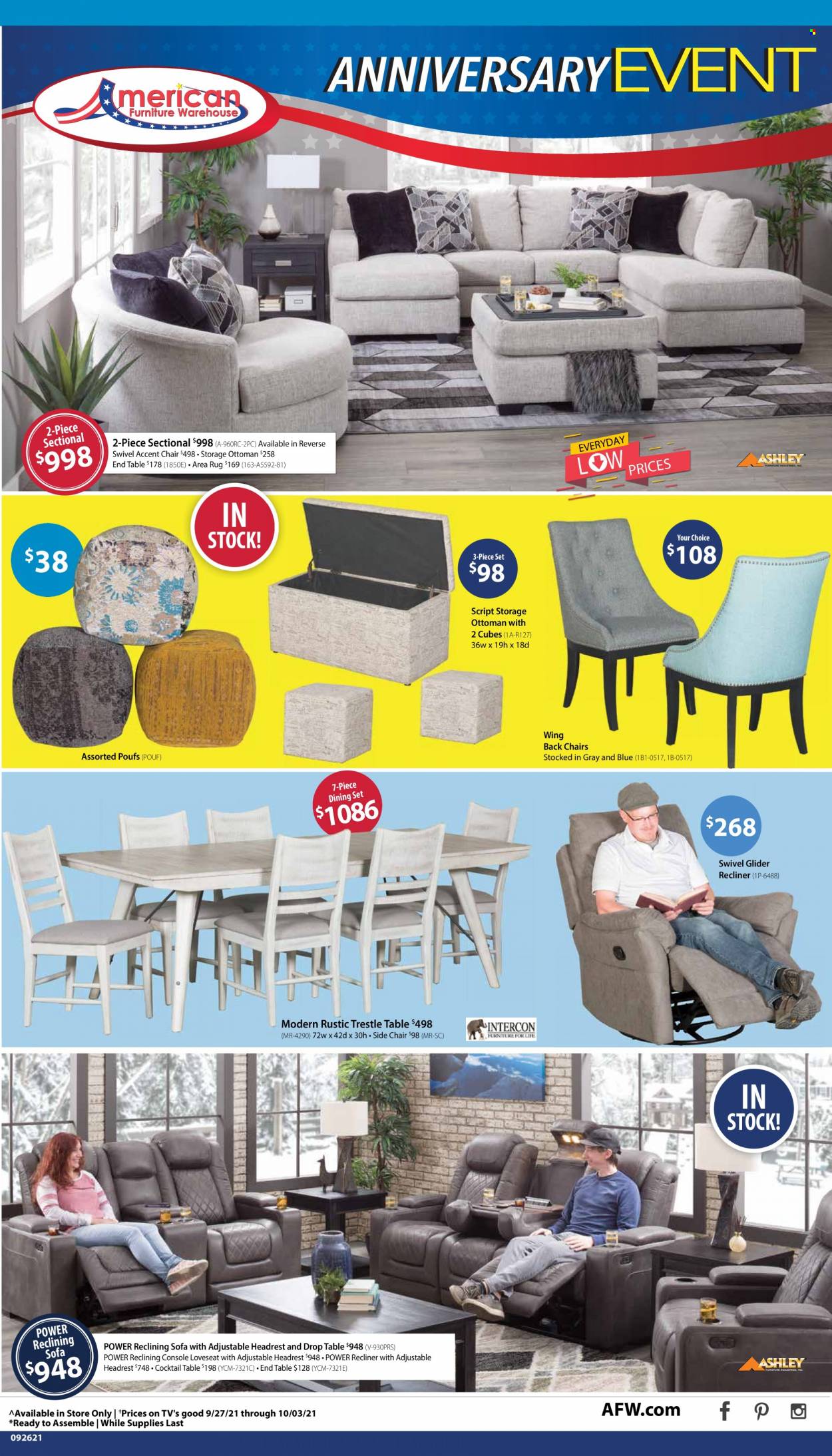 American Furniture Warehouse ad  - 09.27.2021 - 10.03.2021.
